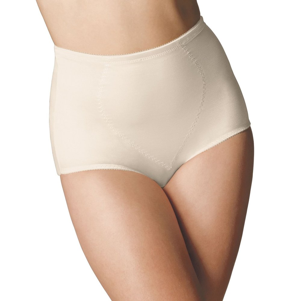 Bali womens Jacquard Mesh Tummy Panel Firm Control shapewear briefs Nude Medium